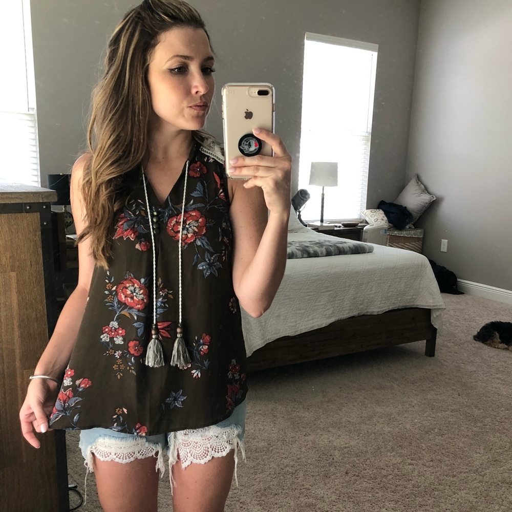 Target Tassel Tie Floral Tank Top
